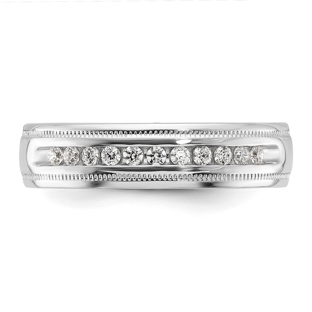 14K Weißgold Herren Polierter und Milgrain 11-Stein 0,25 ct. Laborgezüchteter Diamant Ring