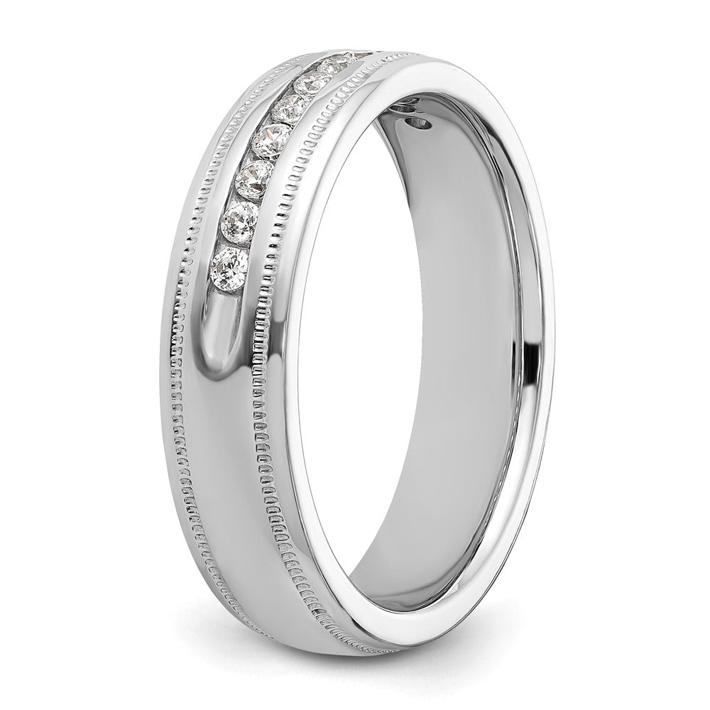 14K Weißgold Herren-Ring mit Milgrain-Rand und 0,25 ct. Diamanten