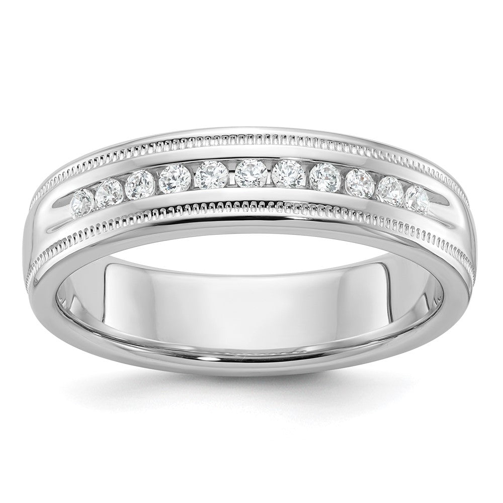 14K Weißgold Herren-Ring mit Milgrain-Rand und 0,25 ct. Diamanten