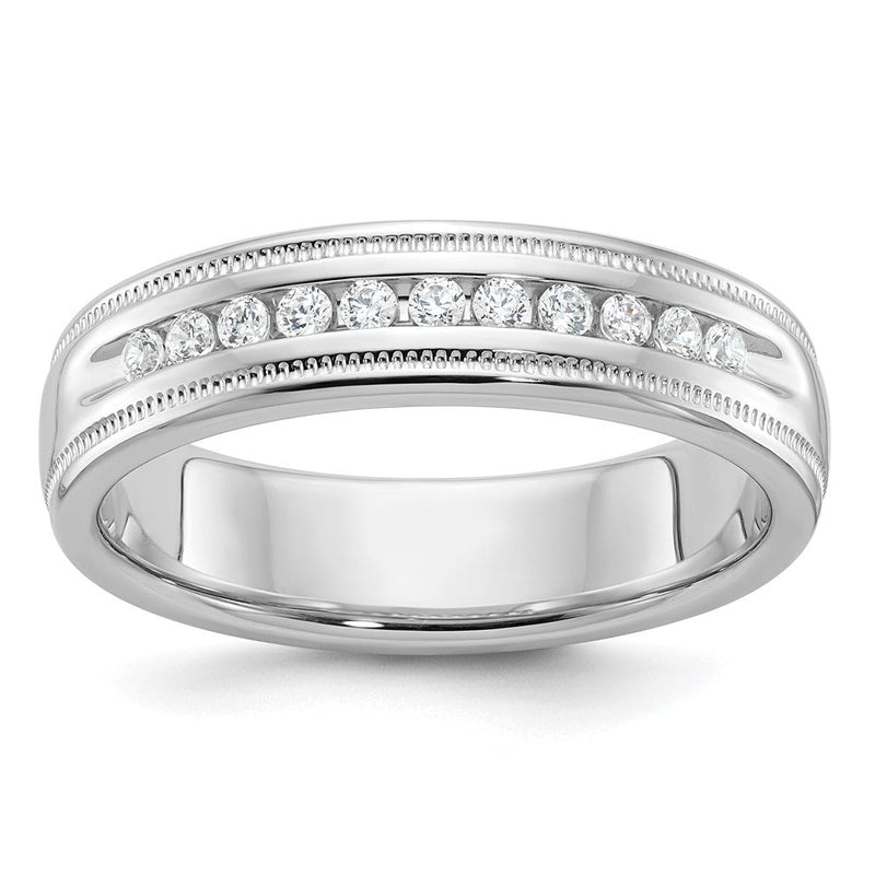 14K Weißgold Herren-Ring mit Milgrain-Rand und 0,25 ct. Diamanten