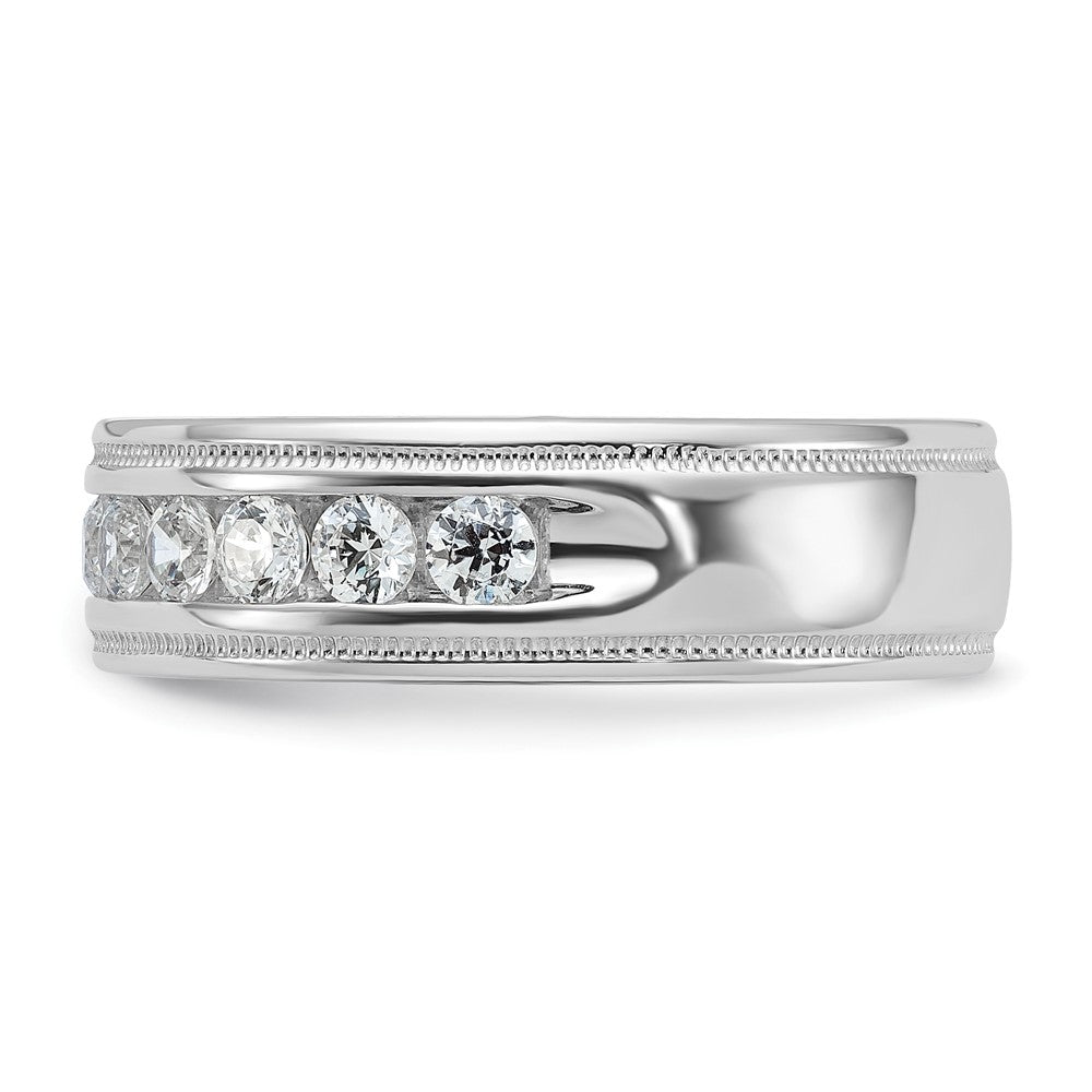 14K Weißgold 1 ct. Laborgezüchteter Diamant VS/SI+ G+ Polierter und Milgrain-verzierter Elf-Stein Herrenring