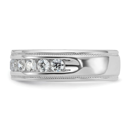 14K Weißgold 1 ct. Laborgezüchteter Diamant VS/SI+ G+ Polierter und Milgrain-verzierter Elf-Stein Herrenring