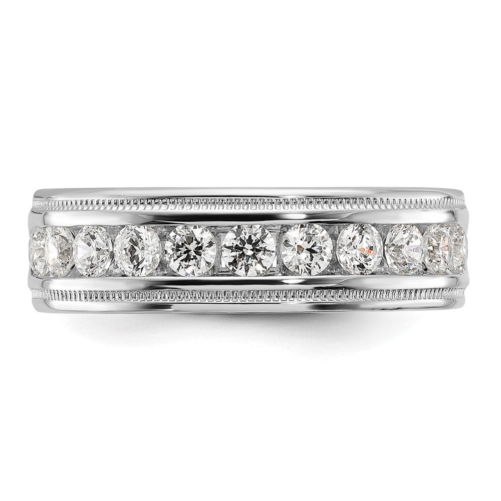14K Weißgold 1 ct. Laborgezüchteter Diamant VS/SI+ G+ Polierter und Milgrain-verzierter Elf-Stein Herrenring
