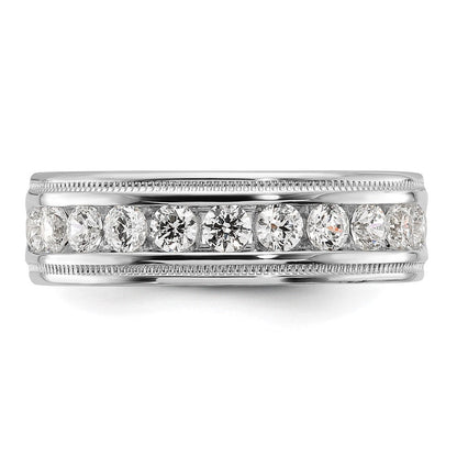 14K Weißgold 1 ct. Laborgezüchteter Diamant VS/SI+ G+ Polierter und Milgrain-verzierter Elf-Stein Herrenring