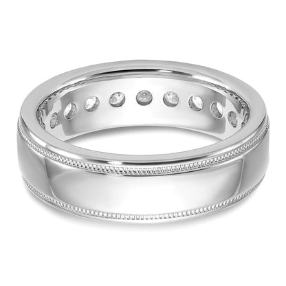 14K Weißgold 1 ct. Laborgezüchteter Diamant VS/SI+ G+ Polierter und Milgrain-verzierter Elf-Stein Herrenring