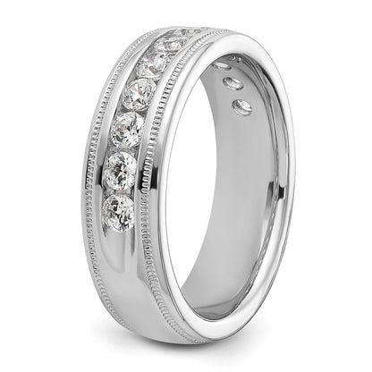 14K Weißgold 1 ct. Laborgezüchteter Diamant VS/SI+ G+ Polierter und Milgrain-verzierter Elf-Stein Herrenring
