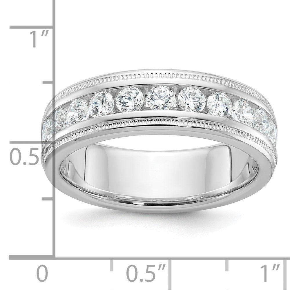 14K Weißgold Herren-Ring mit Milgrain und 1K Diamant, komplett