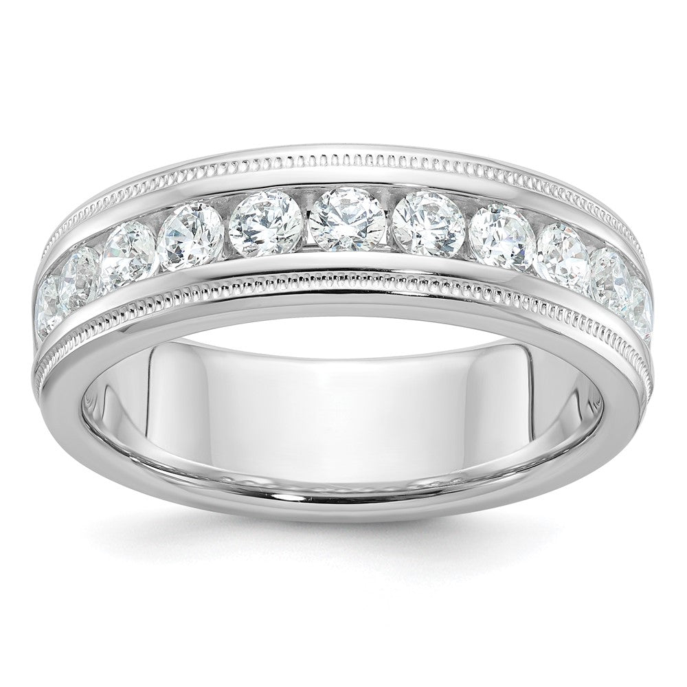 14K Weißgold 1 ct. Laborgezüchteter Diamant VS/SI+ G+ Polierter und Milgrain-verzierter Elf-Stein Herrenring