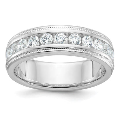 14K Weißgold 1 ct. Laborgezüchteter Diamant VS/SI+ G+ Polierter und Milgrain-verzierter Elf-Stein Herrenring