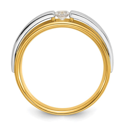 14K Bicolor Herrenring mit 0,07 ct. Labordiamant, VS/SI+ G+, poliert und satiniert