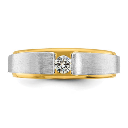 14K Bicolor Herrenring mit 0,07 ct. Labordiamant, VS/SI+ G+, poliert und satiniert