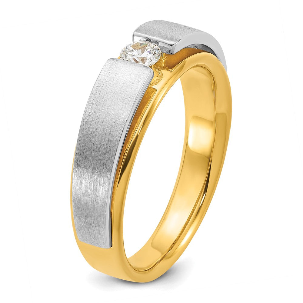 14K Bicolor Herrenring mit 0,07 ct. Labordiamant, VS/SI+ G+, poliert und satiniert