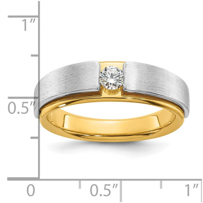14K Bicolor Herrenring mit 0,07 ct. Labordiamant, VS/SI+ G+, poliert und satiniert