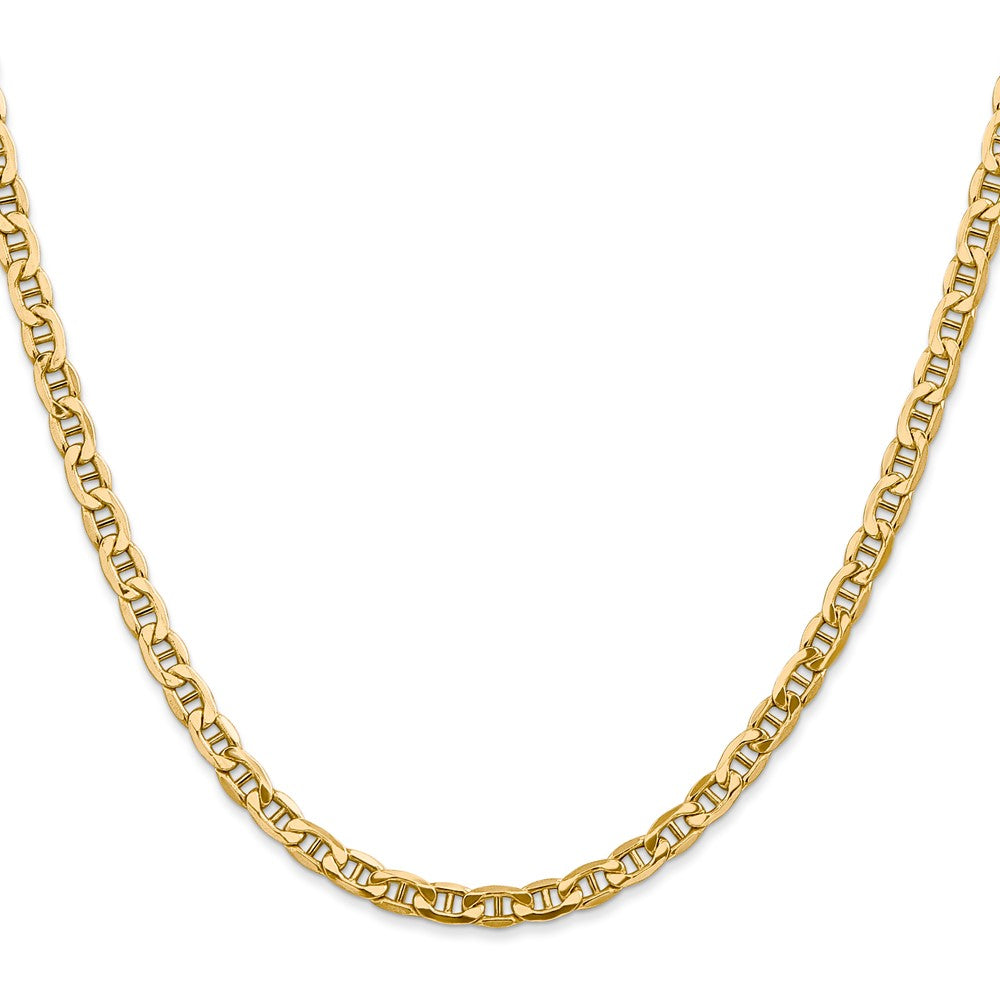 14K Gelbgold 4mm Halbmassiv Anker mit Karabinerverschluss Halskette