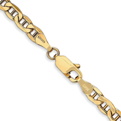 14K Gelbgold 4mm Halbmassiv Anker mit Karabinerverschluss Halskette