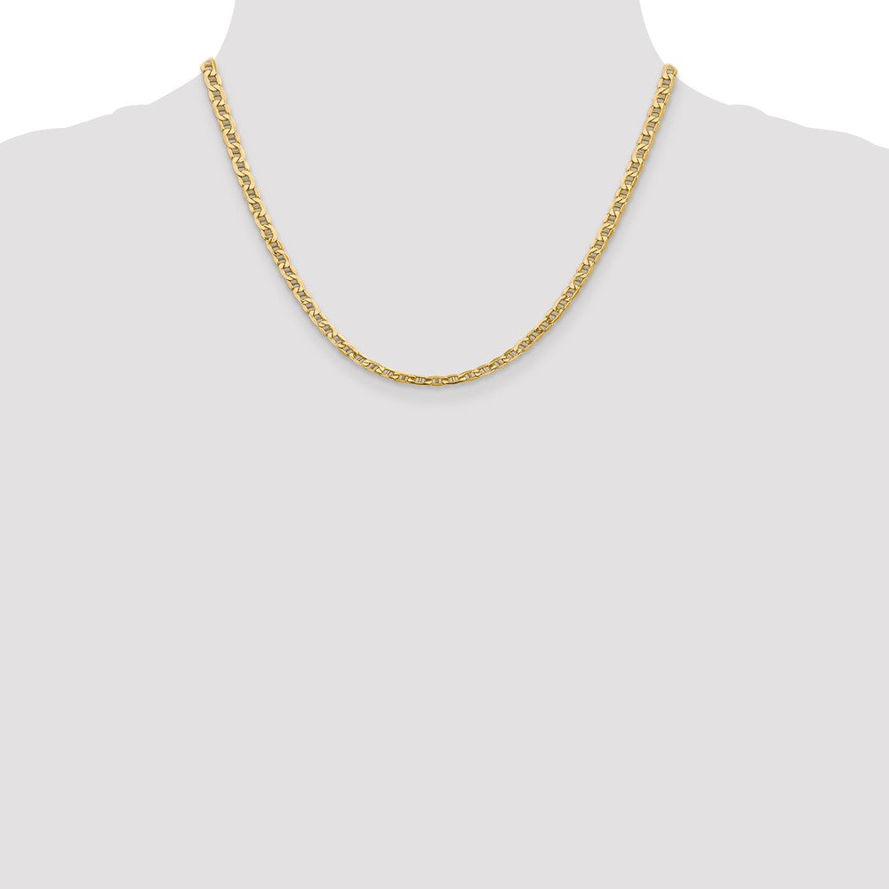 14K Gelbgold 4mm Halbmassiv Anker mit Karabinerverschluss Halskette