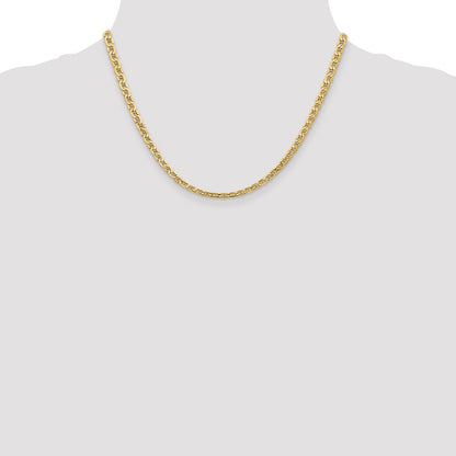 14K Gelbgold 4mm Halbmassiv Anker mit Karabinerverschluss Halskette