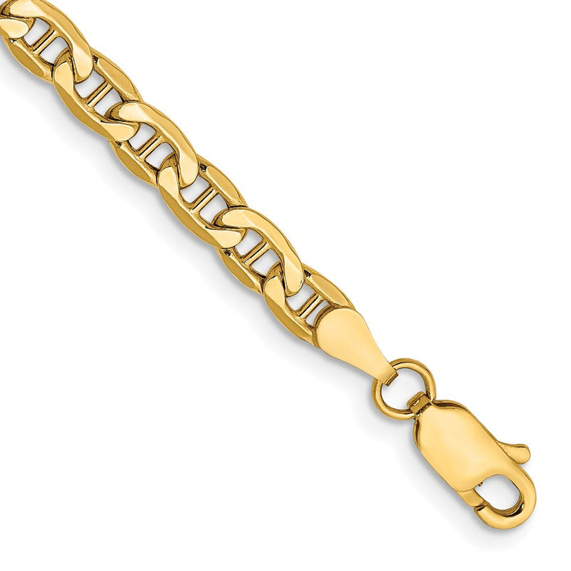 14K Gelbgold 4mm Halbmassiv Anker Kette Fußkettchen