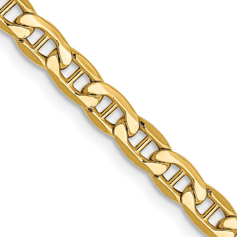 14K Gelbgold 4mm Halbmassiv Anker mit Karabinerverschluss Halskette