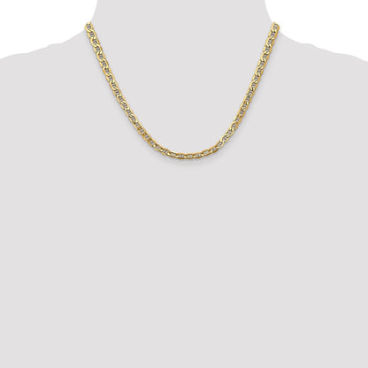 14K Gelbgold 4.75mm Halbmassiv Anker mit Karabinerverschluss Halskette