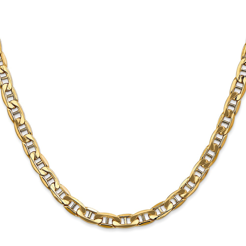 14K Gelbgold 5.5mm Halbmassiv Anker mit Karabinerverschluss Halskette