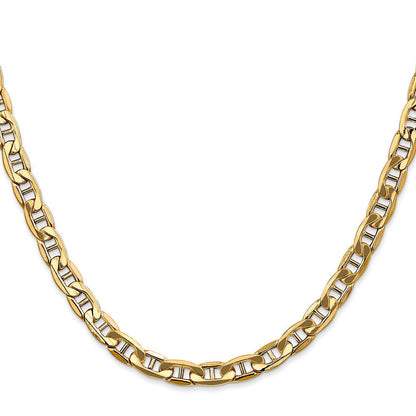 14K Gelbgold 5.5mm Halbmassiv Anker mit Karabinerverschluss Halskette