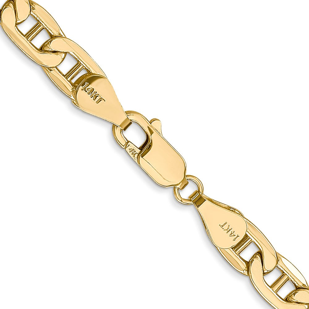 14K Gelbgold 5.5mm Halbmassiv Anker mit Karabinerverschluss Halskette