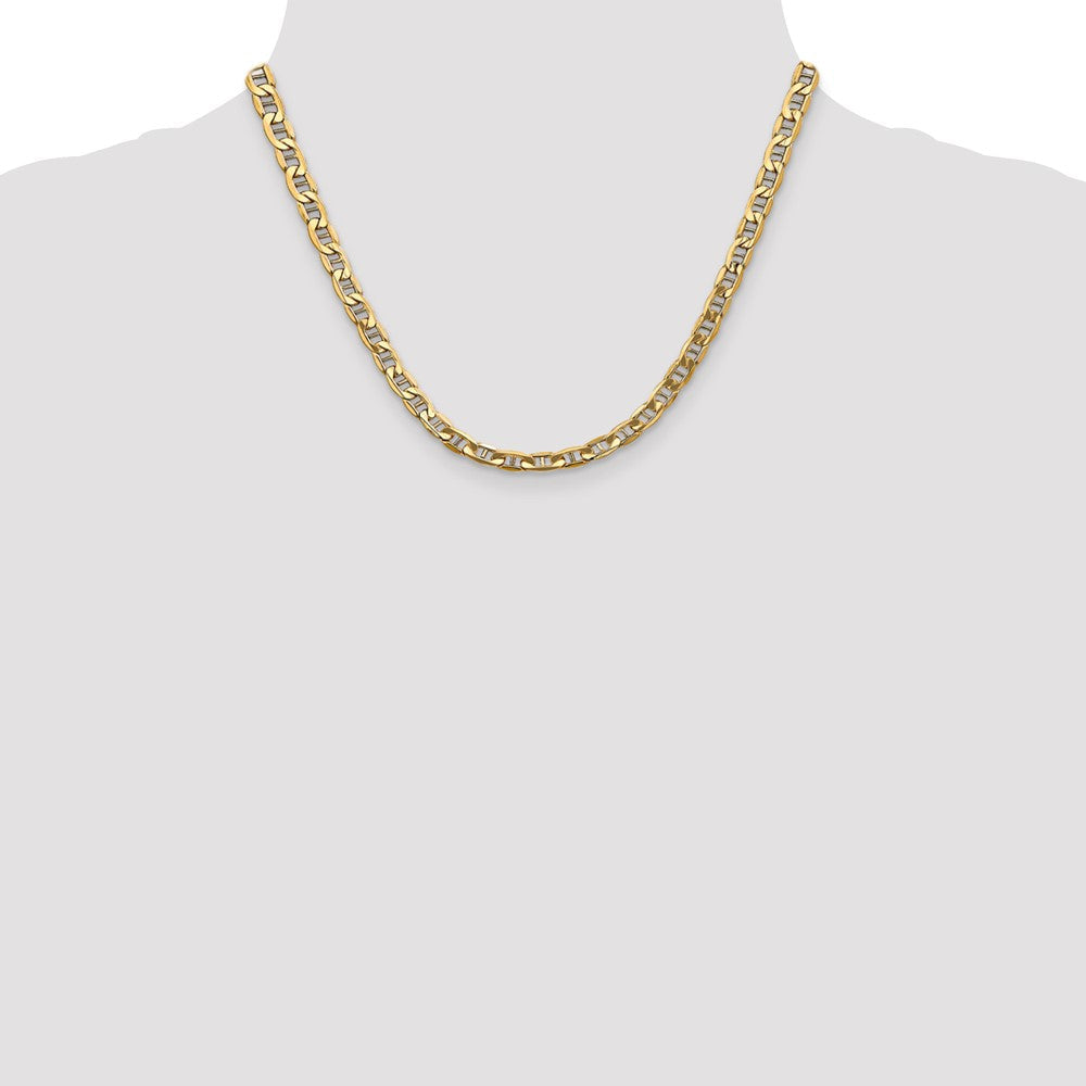 14K Gelbgold 5.5mm Halbmassiv Anker mit Karabinerverschluss Halskette