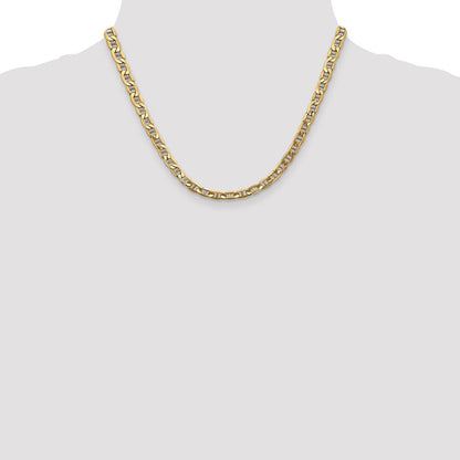 14K Gelbgold 5.5mm Halbmassiv Anker mit Karabinerverschluss Halskette