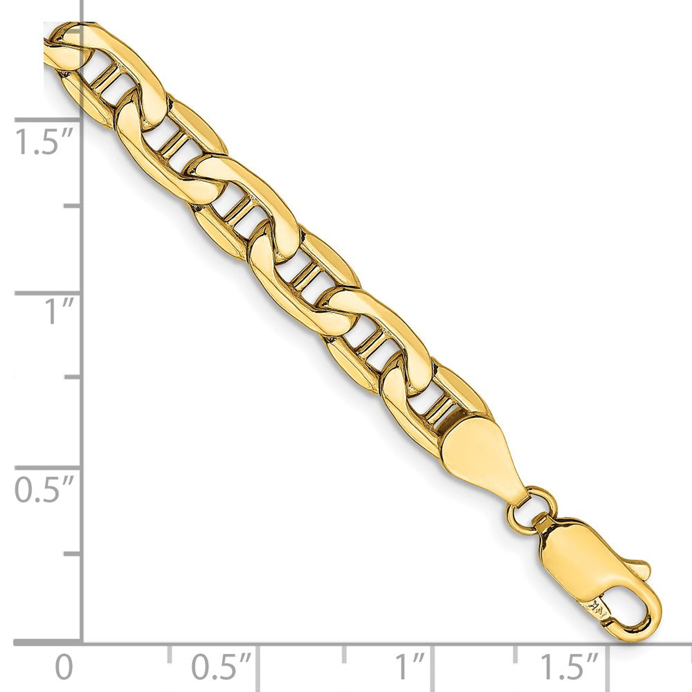 14K Gelbgold 5.5mm Halbmassiv Anker mit Karabinerverschluss Gliederarmband