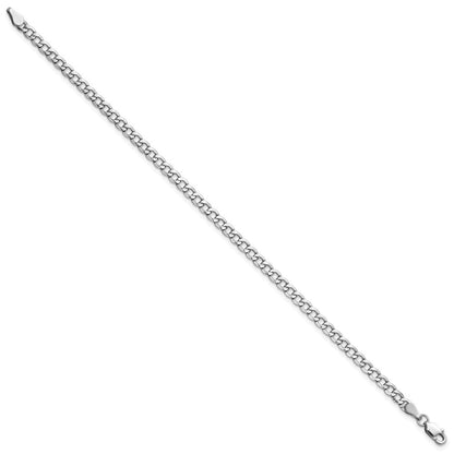 14K Weißgold 3.35mm Halbmassiv Panzer mit Karabinerverschluss Gliederarmband