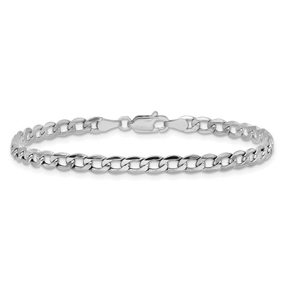 14K Weißgold 3.35mm Halbmassiv Panzer mit Karabinerverschluss Kette Fußkettchen