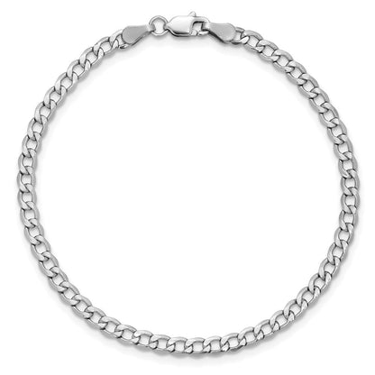 14K Weißgold 3.35mm Halbmassiv Panzer mit Karabinerverschluss Gliederarmband