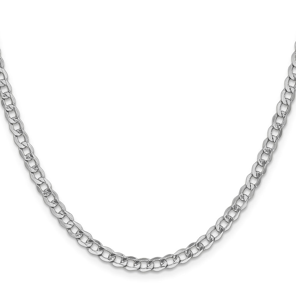 14K Weißgold 4.3mm Halbmassiv Panzer mit Karabinerverschluss Halskette