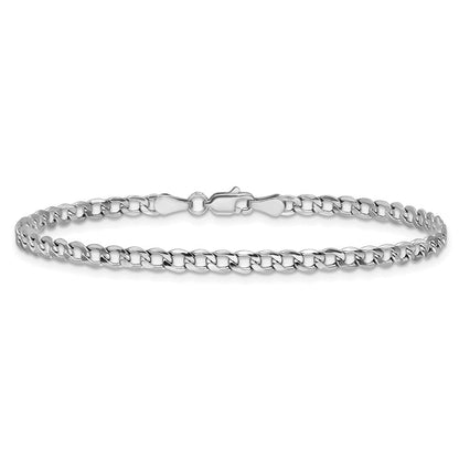 14K Weißgold 4.3mm Halbmassiv Panzer mit Karabinerverschluss Gliederarmband