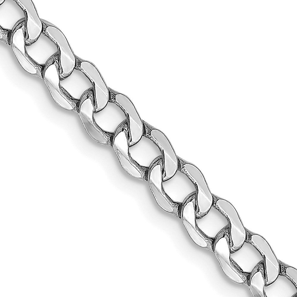 14K Weißgold 4.3mm Halbmassiv Panzer mit Karabinerverschluss Halskette