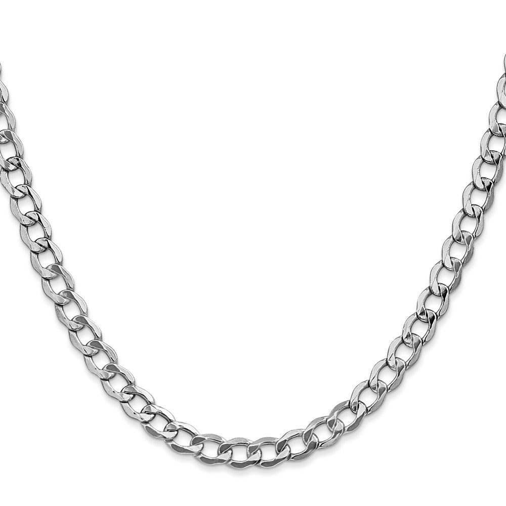 14K Weißgold 5.25mm Halbmassiv Panzer mit Karabinerverschluss Halskette