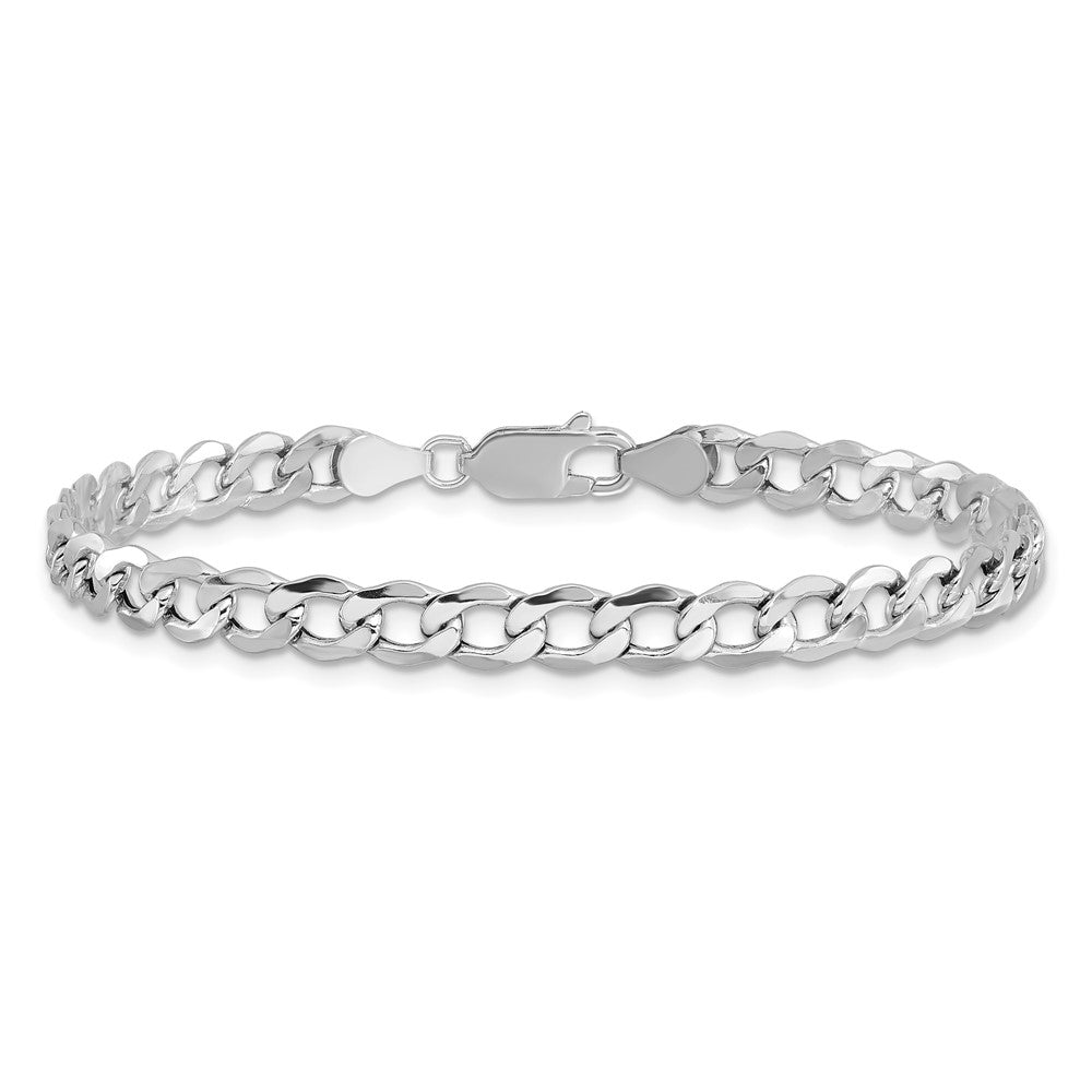 14K Weißgold 5.25mm Halbmassiv Panzer mit Karabinerverschluss Gliederarmband