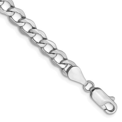 14K Weißgold 5.25mm Halbmassiv Panzer mit Karabinerverschluss Gliederarmband