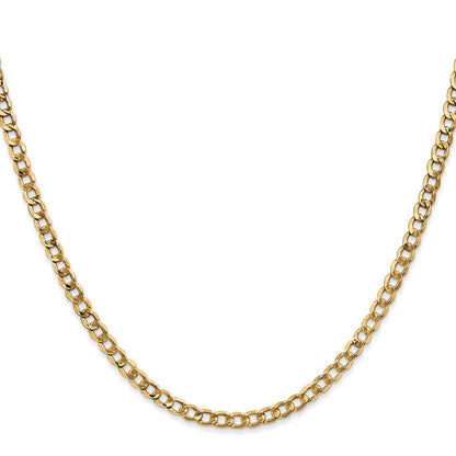 14K Gelbgold 3.35mm Halbmassiv Panzer mit Karabinerverschluss Halskette