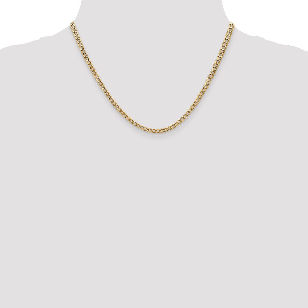 14K Gelbgold 3.35mm Halbmassiv Panzer mit Karabinerverschluss Halskette