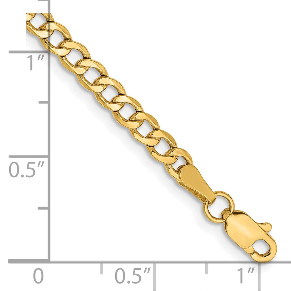 14K Gelbgold 3.35mm Halbmassiv Panzer mit Karabinerverschluss Kette Fußkettchen