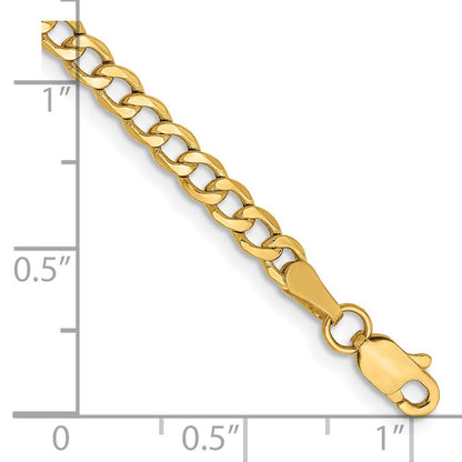 14K Gelbgold 3.35mm Halbmassiv Panzer mit Karabinerverschluss Kette Fußkettchen
