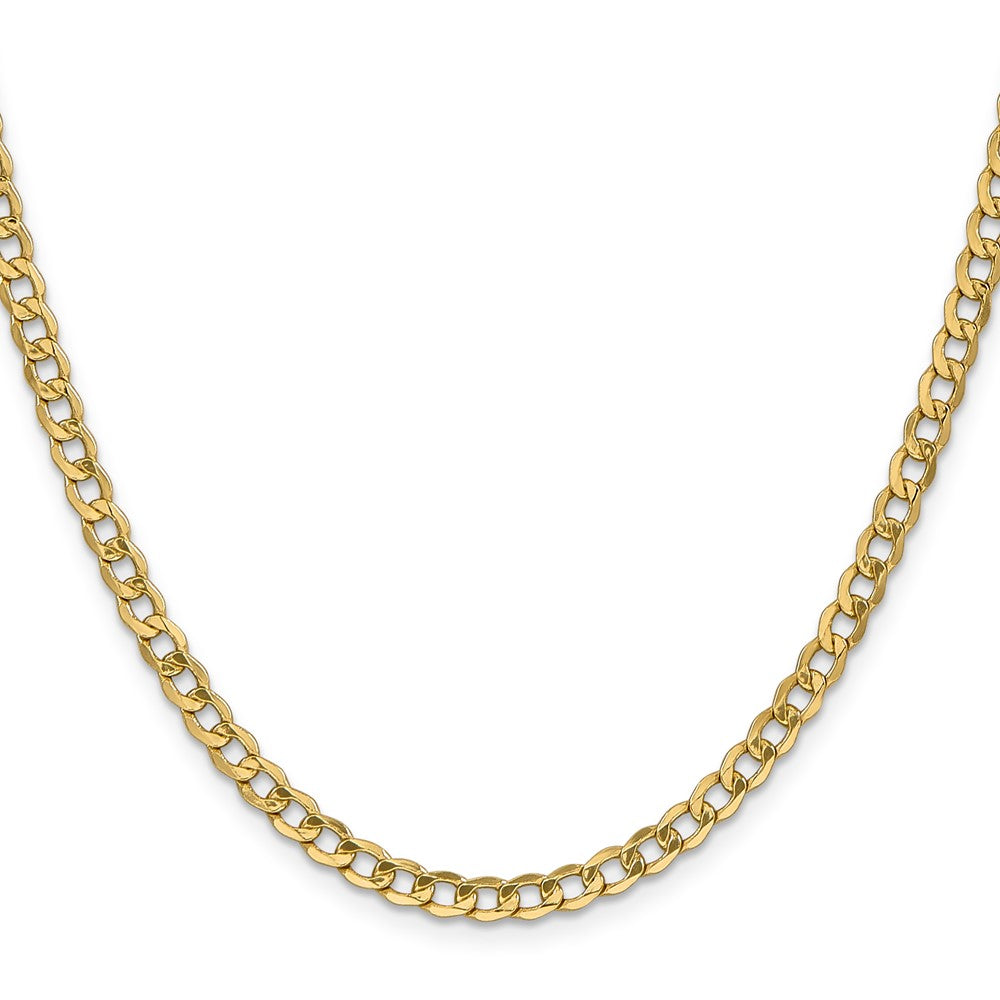 14K Gelbgold 4.3mm Halbmassiv Panzer mit Karabinerverschluss Halskette