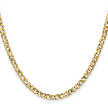 14K Gelbgold 4.3mm Halbmassiv Panzer mit Karabinerverschluss Halskette