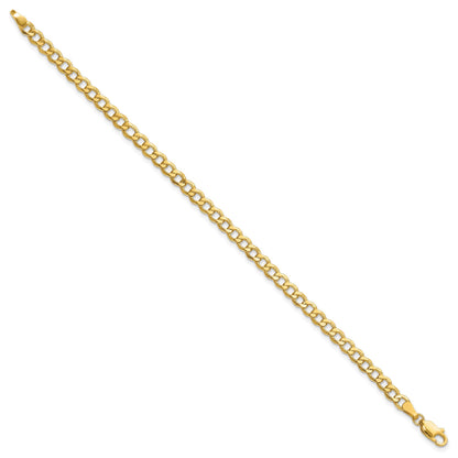 14K Gelbgold 4.3mm Halbmassiv Panzer mit Karabinerverschluss Kette Fußkettchen