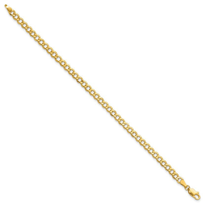 14K Gelbgold 4.3mm Halbmassiv Panzer mit Karabinerverschluss Gliederarmband