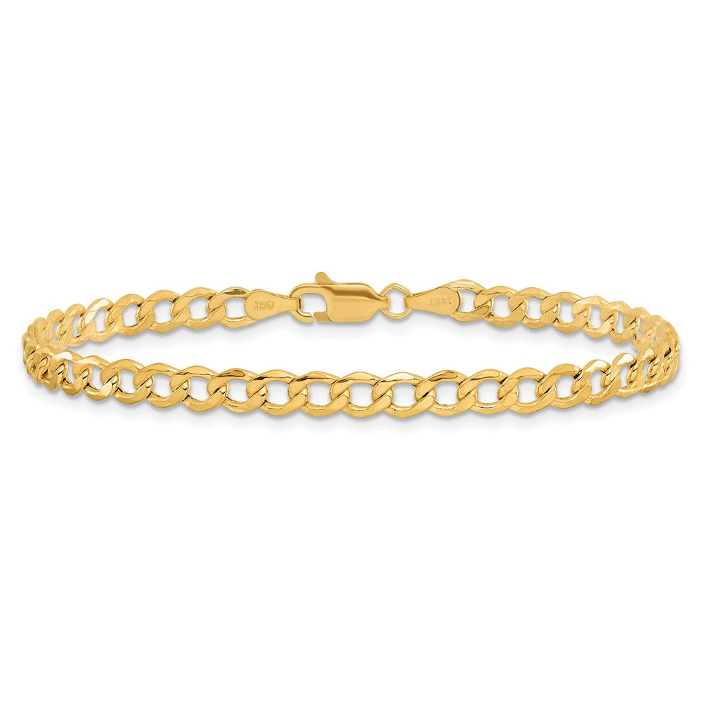 14K Gelbgold 4.3mm Halbmassiv Panzer mit Karabinerverschluss Gliederarmband