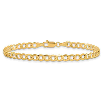 14K Gelbgold 4.3mm Halbmassiv Panzer mit Karabinerverschluss Gliederarmband