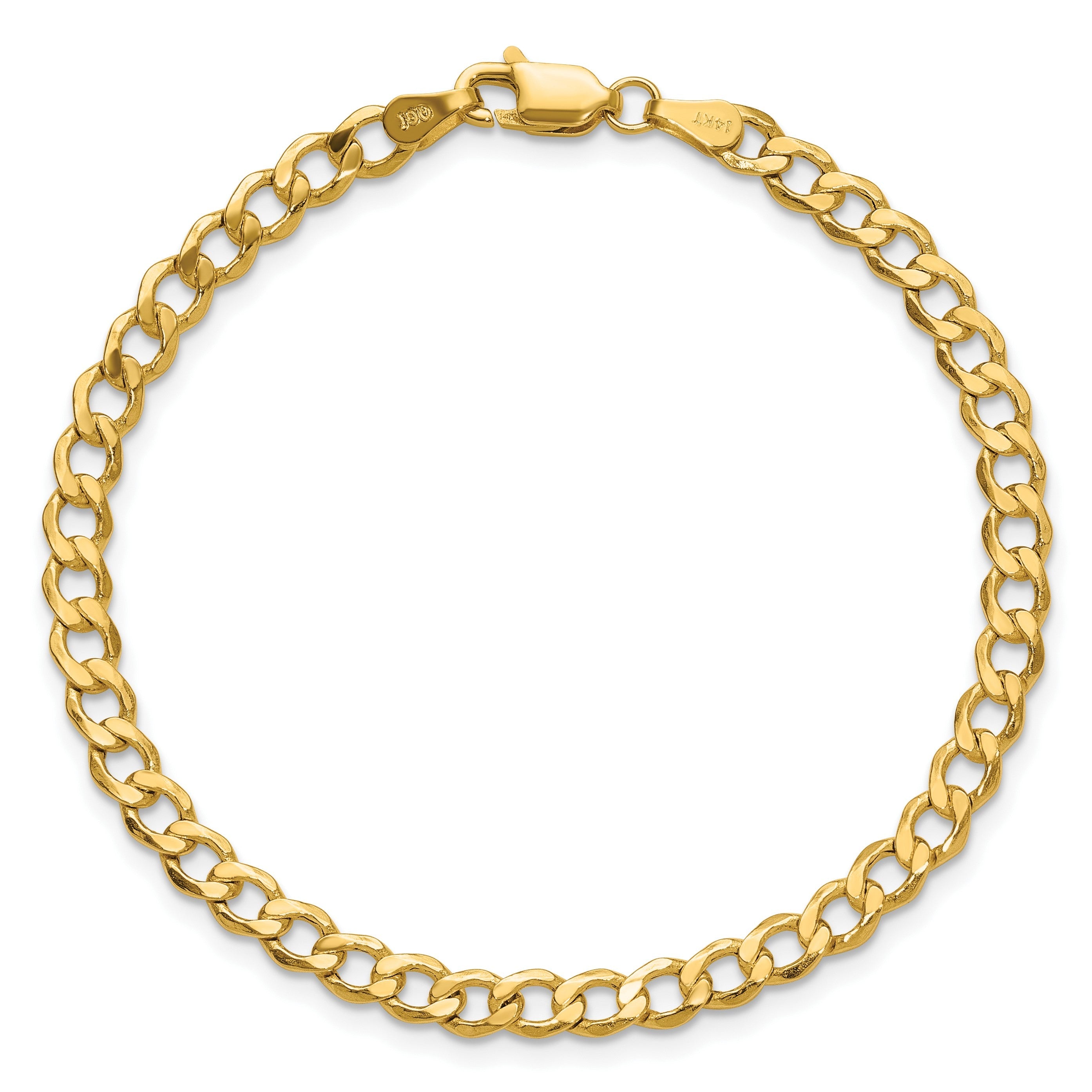 14K Gelbgold 4.3mm Halbmassiv Panzer mit Karabinerverschluss Kette Fußkettchen